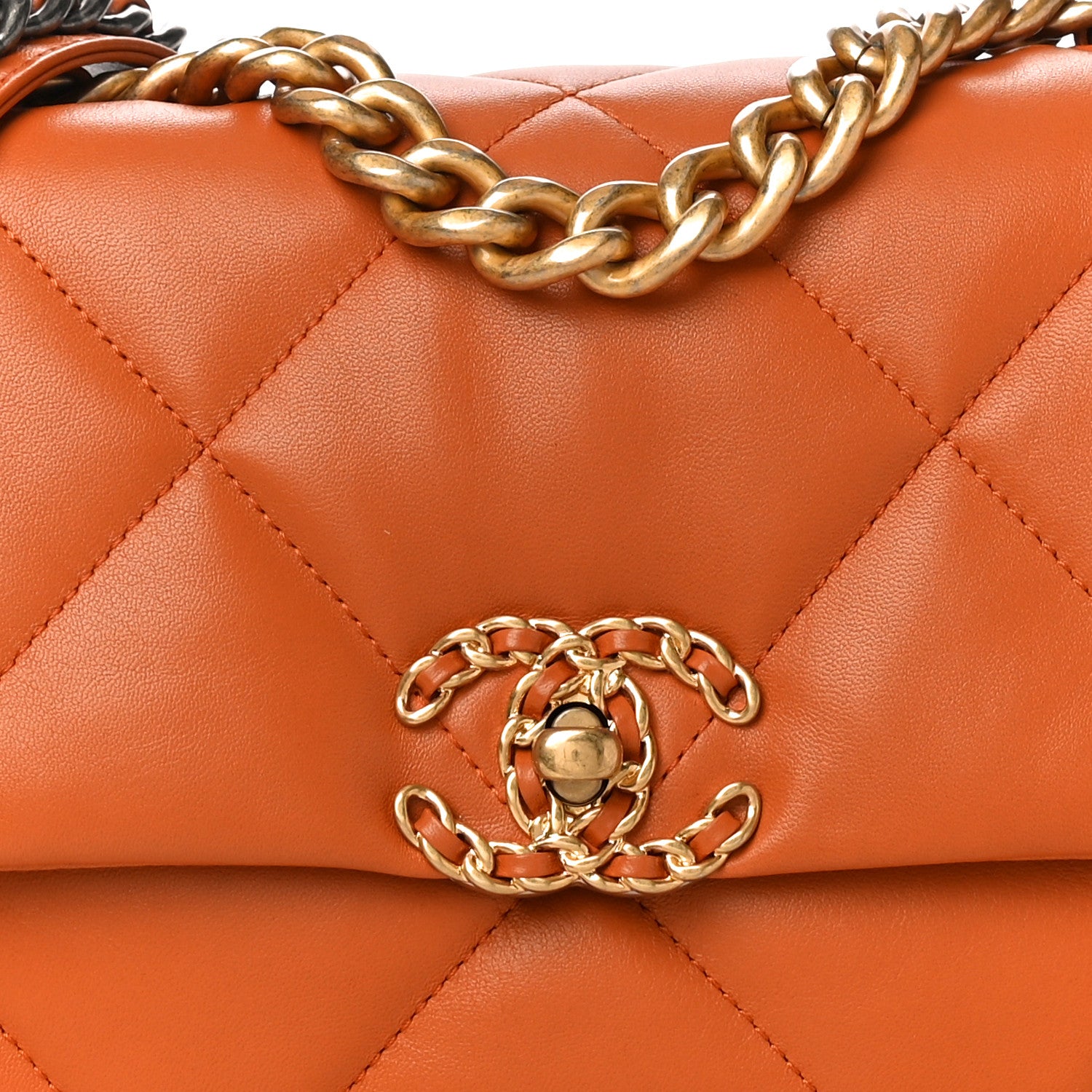 Chanel Lambskin Quilted Medium Chanel 19 Flap Light Brown 8 of 11