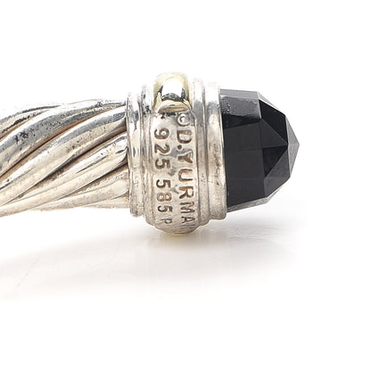 David Yurman Sterling Silver 14K Yellow Gold Black Onyx 7mm Cable Classics Bracelet 4 of 5