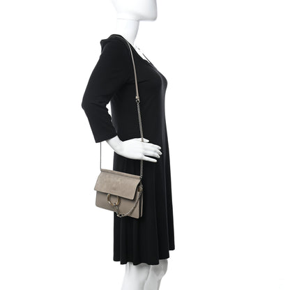 Chloe Suede Calfskin Small Faye Shoulder Bag Motty Grey 2 of 10
