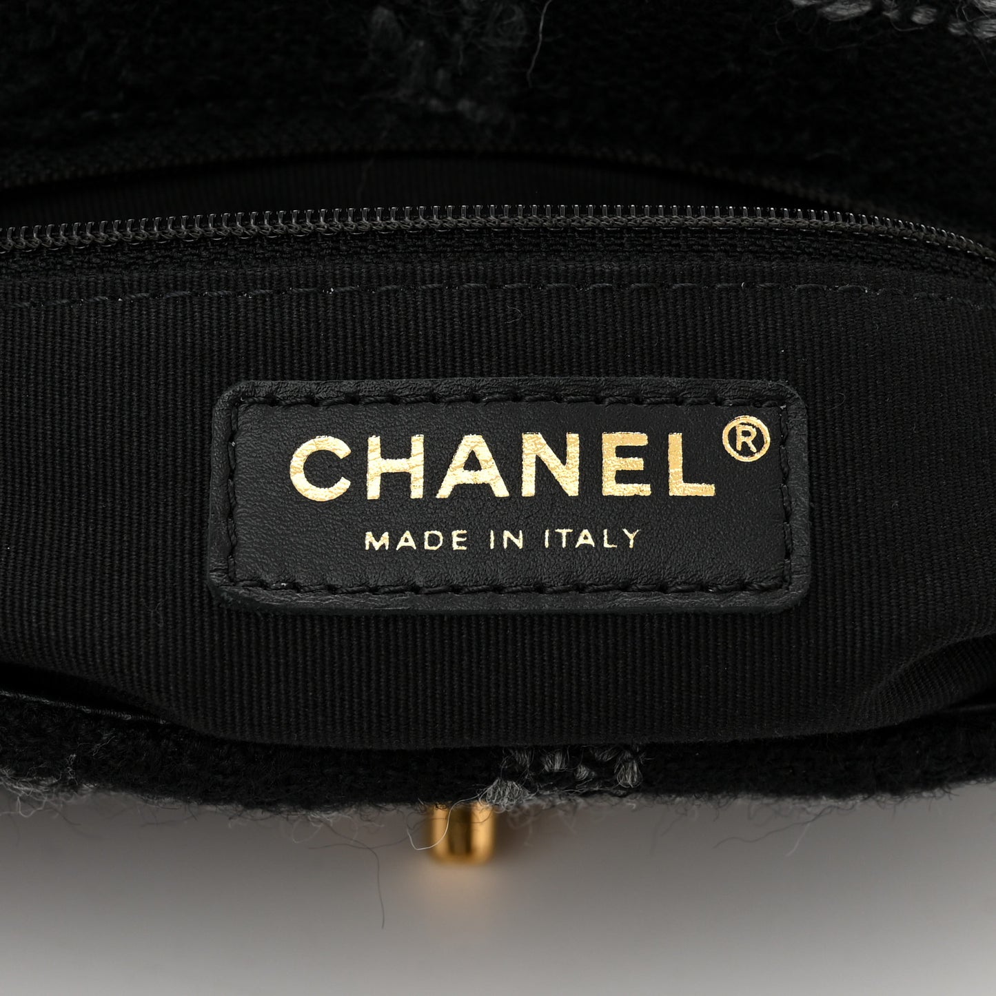 Wool Tweed Quilted Elegant Chain Flap Black Grey