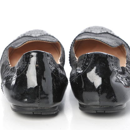 Prada Suede Vernice Glitter Smoking Oxford Ballet Flats 37.5 Black 8 of 10