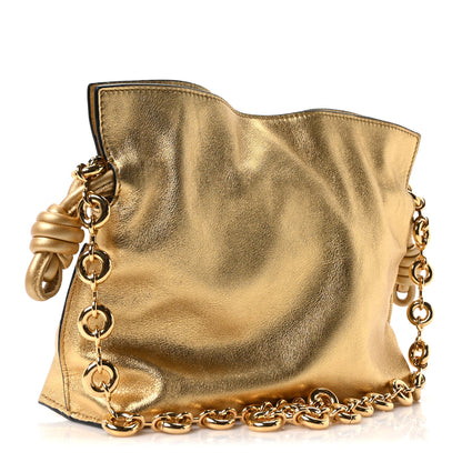 Loewe Metallic Calfskin Mini Chain Flamenco Knot Clutch Gold 3 of 9