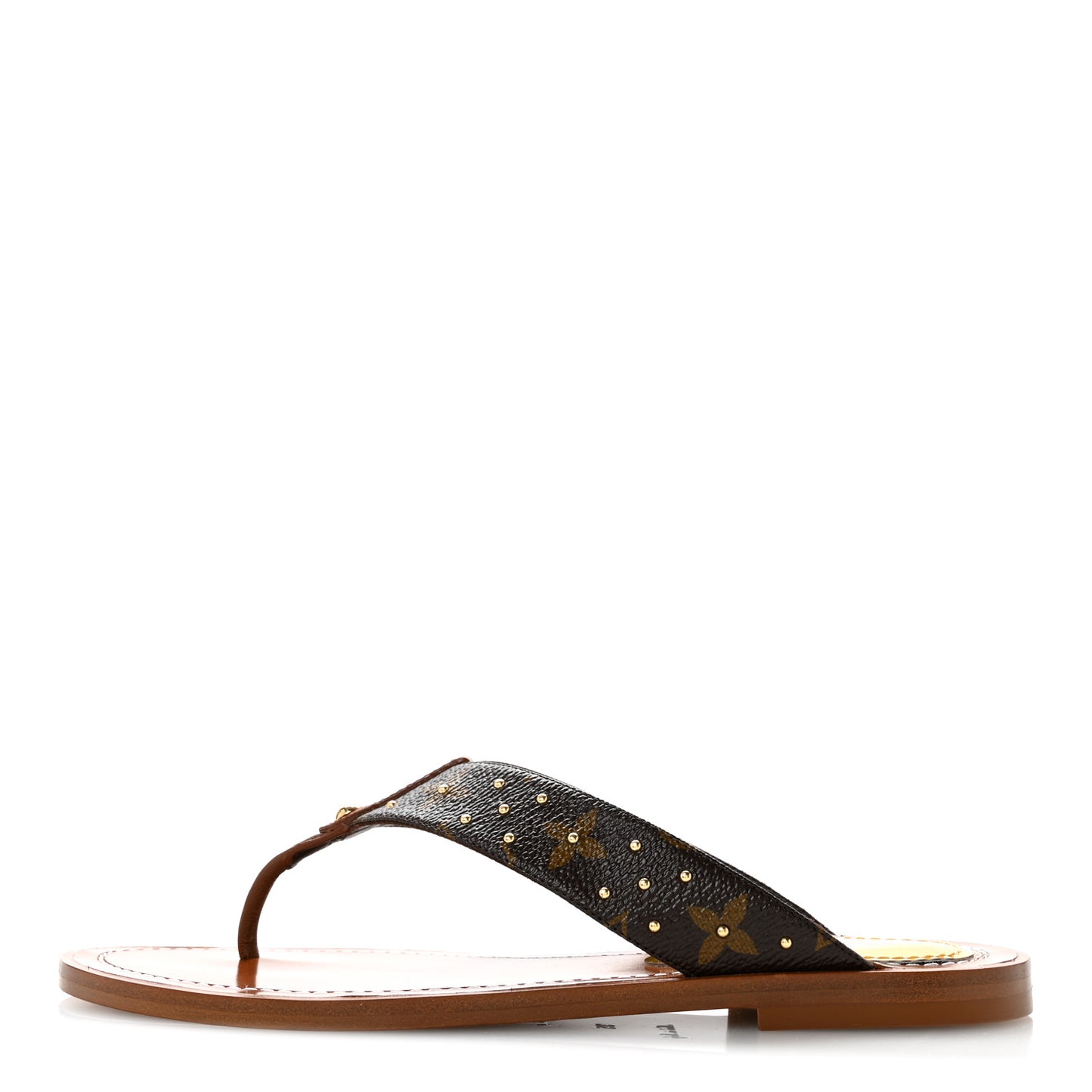 Monogram Sunny Flat Thong Sandals 35 Brown