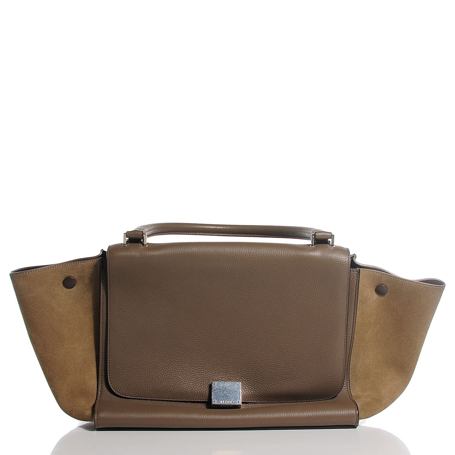 Drummed Calfskin Suede Medium Trapeze Taupe