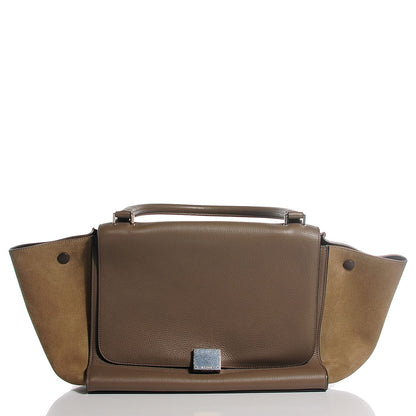 Celine Drummed Calfskin Suede Medium Trapeze Taupe 10 of 10