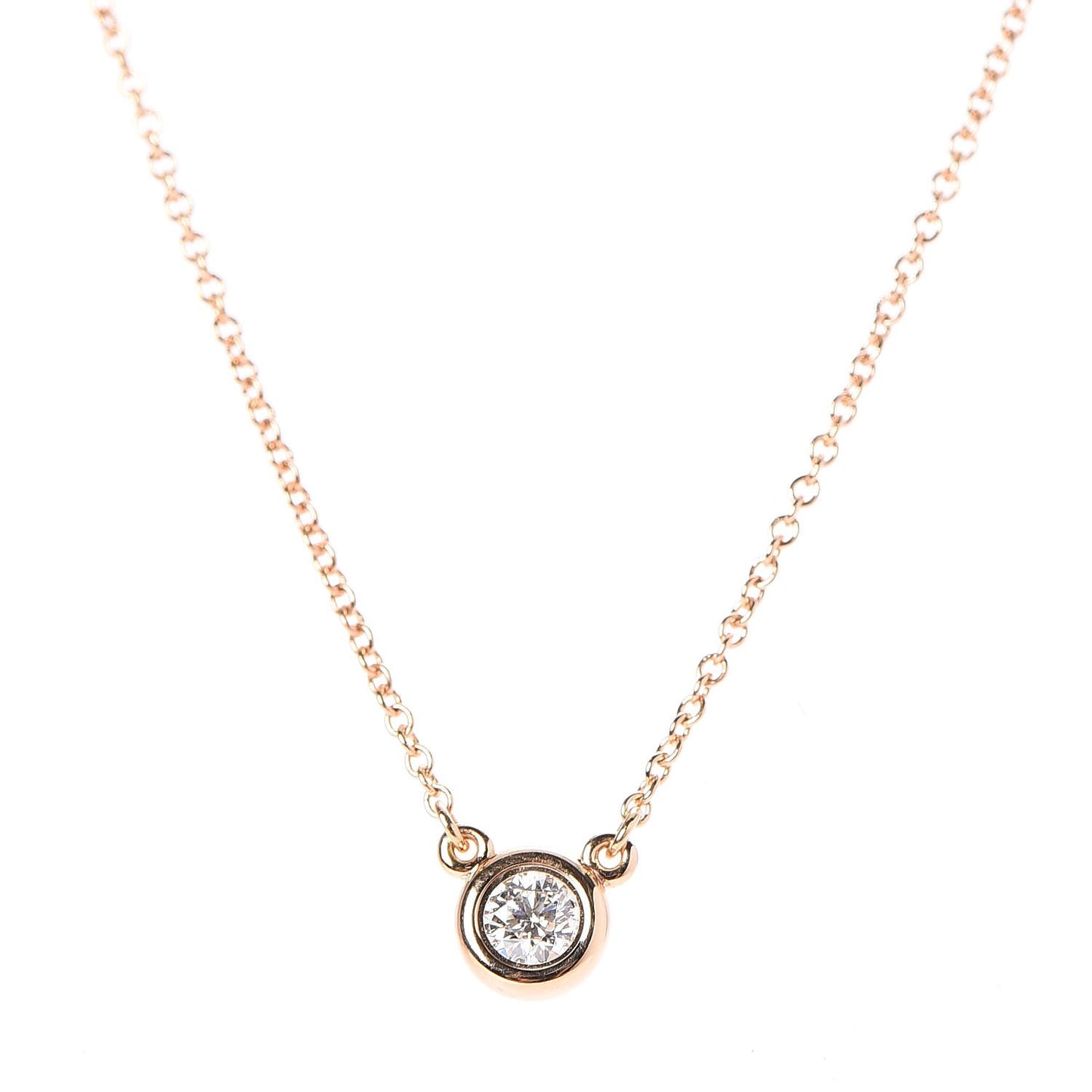 18K Rose Gold Diamond .17ct Elsa Peretti Diamonds by the Yard Pendant Necklace