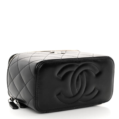 Chanel Shiny Crumpled Calfskin Crystal Quilted Precious Handle Vanity Case With Chain Black 4 of 11