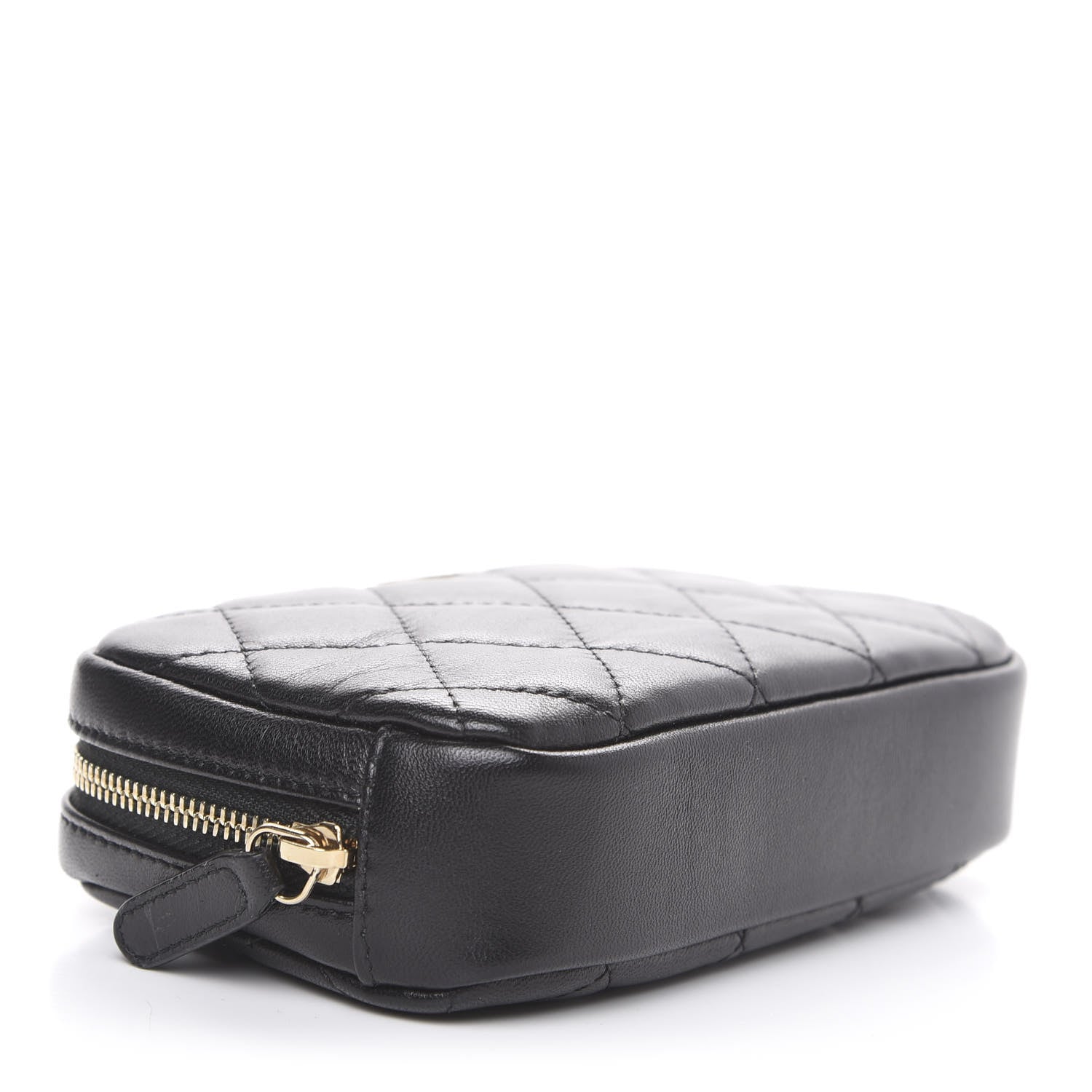Chanel Lambskin Quilted Small Curvy Pouch Cosmetic Case Black 3 of 9