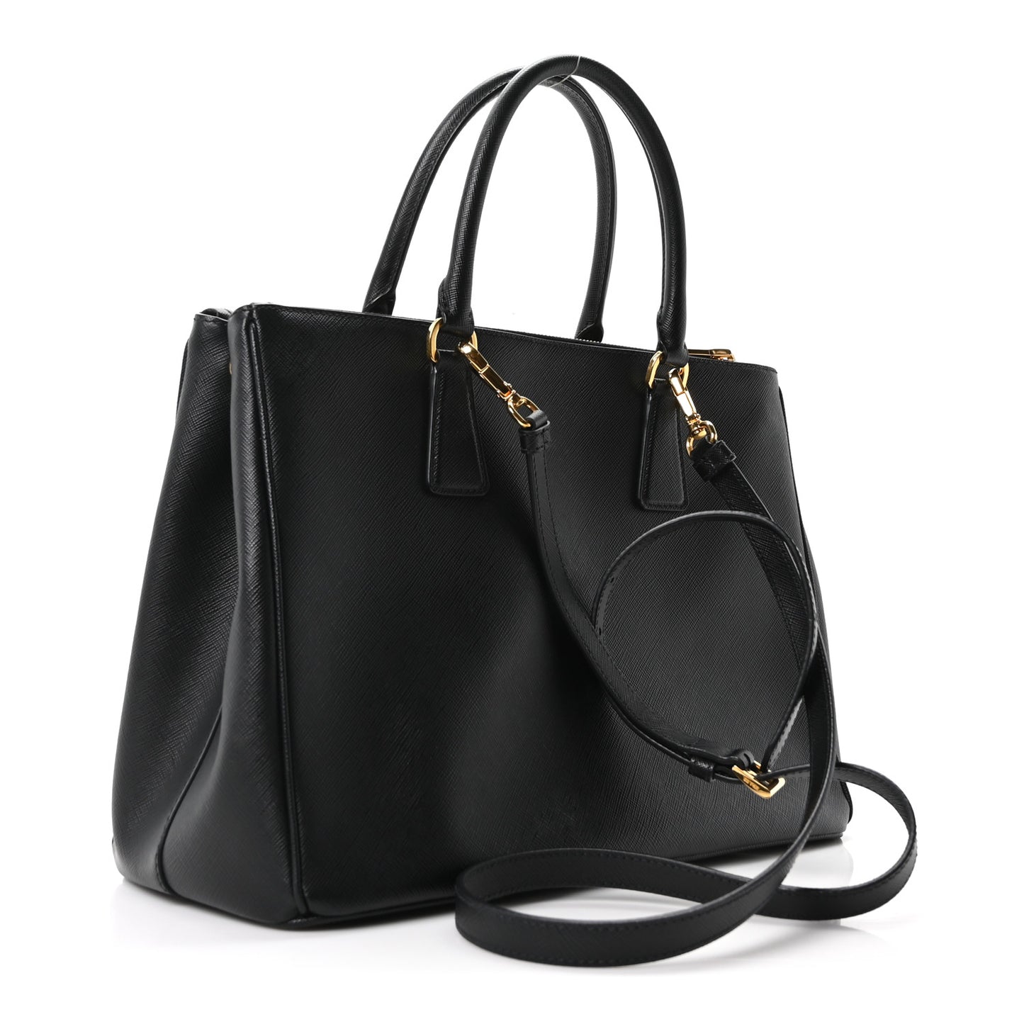 Saffiano Lux Large Galleria Double Zip Tote Black