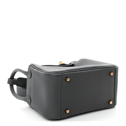 Hermes Taurillon Clemence Mini Lindy 20 Gris Misty 4 of 10