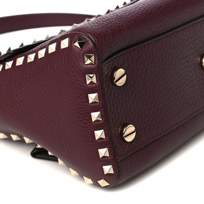Valentino Garavani Pebbled Calfskin Rockstud Top Handle Shoulder Bag Rubin 5 of 8