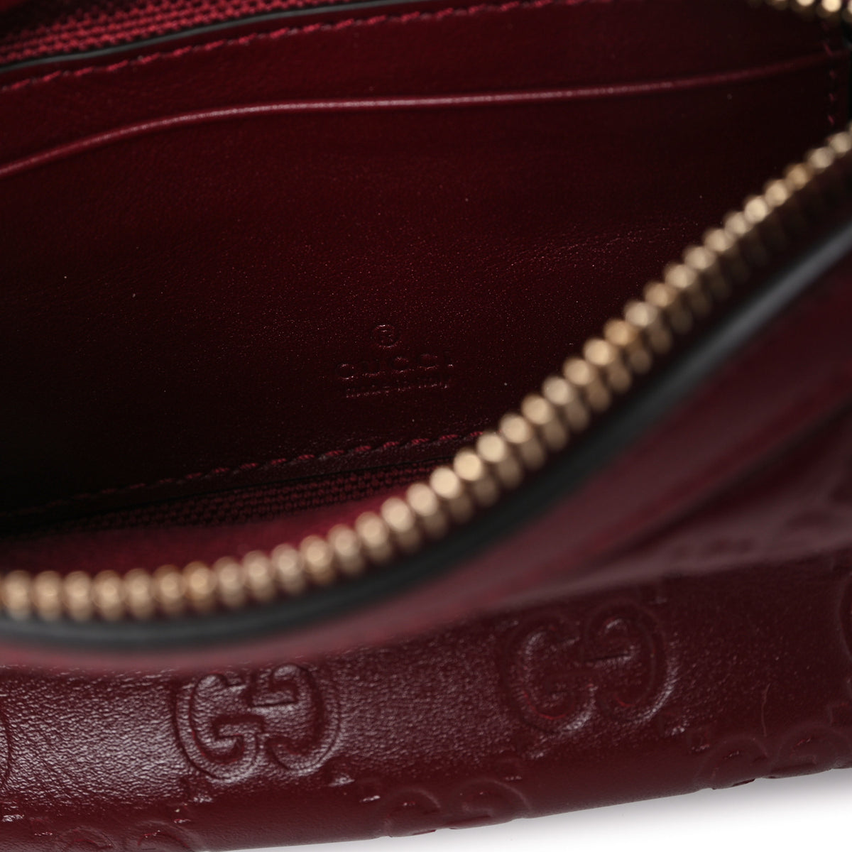GG Calfskin Embossed Emblem Mini Shoulder Bag Rosso Ancora