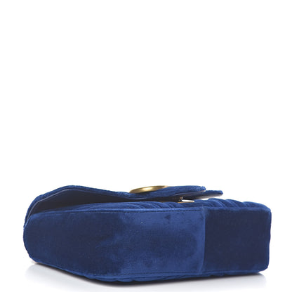 Gucci Velvet Matelasse Mini GG Marmont Shoulder Bag Cobalt Blue 4 of 9
