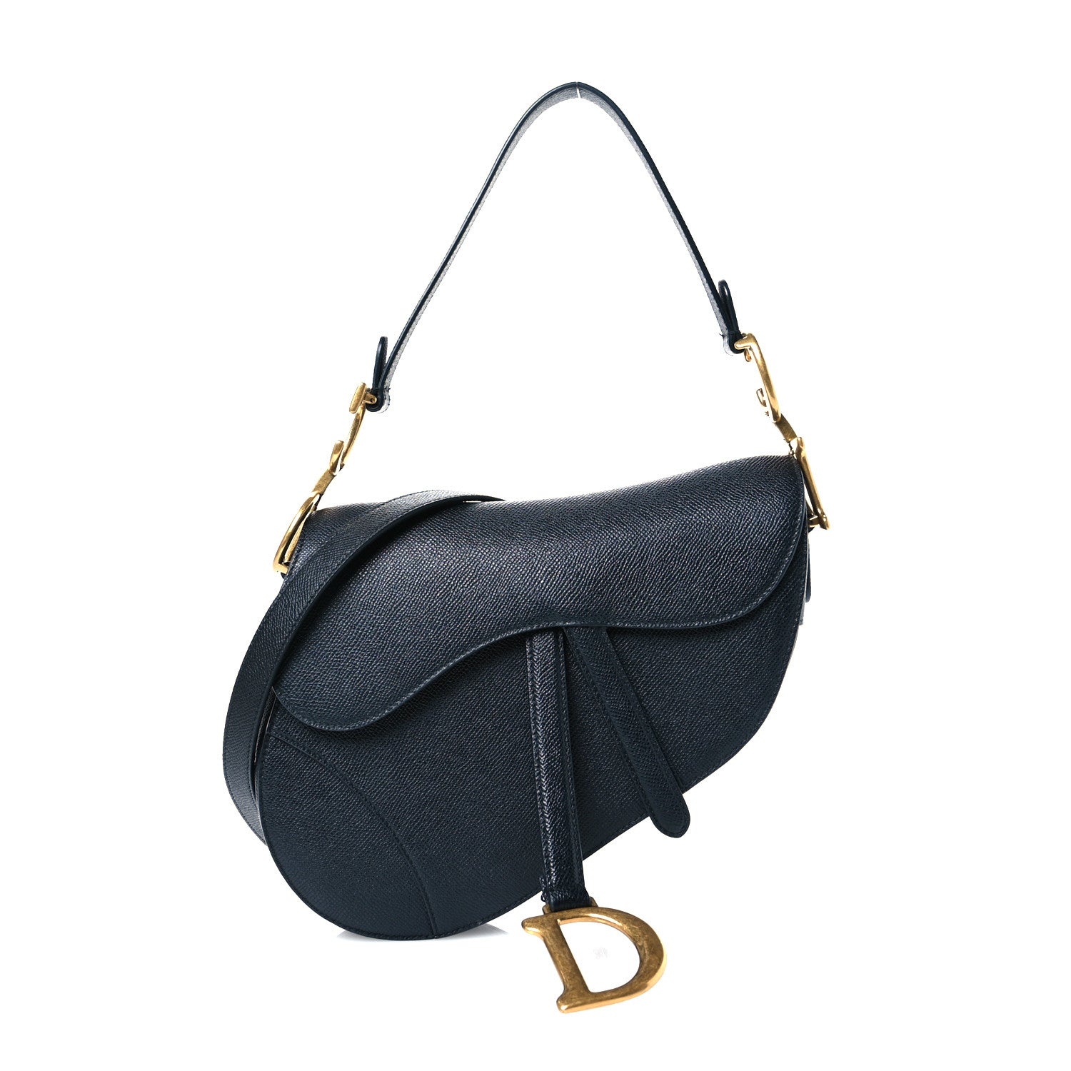 Christian Dior Grained Calfskin Saddle Bag With Strap Black 8 of 11
