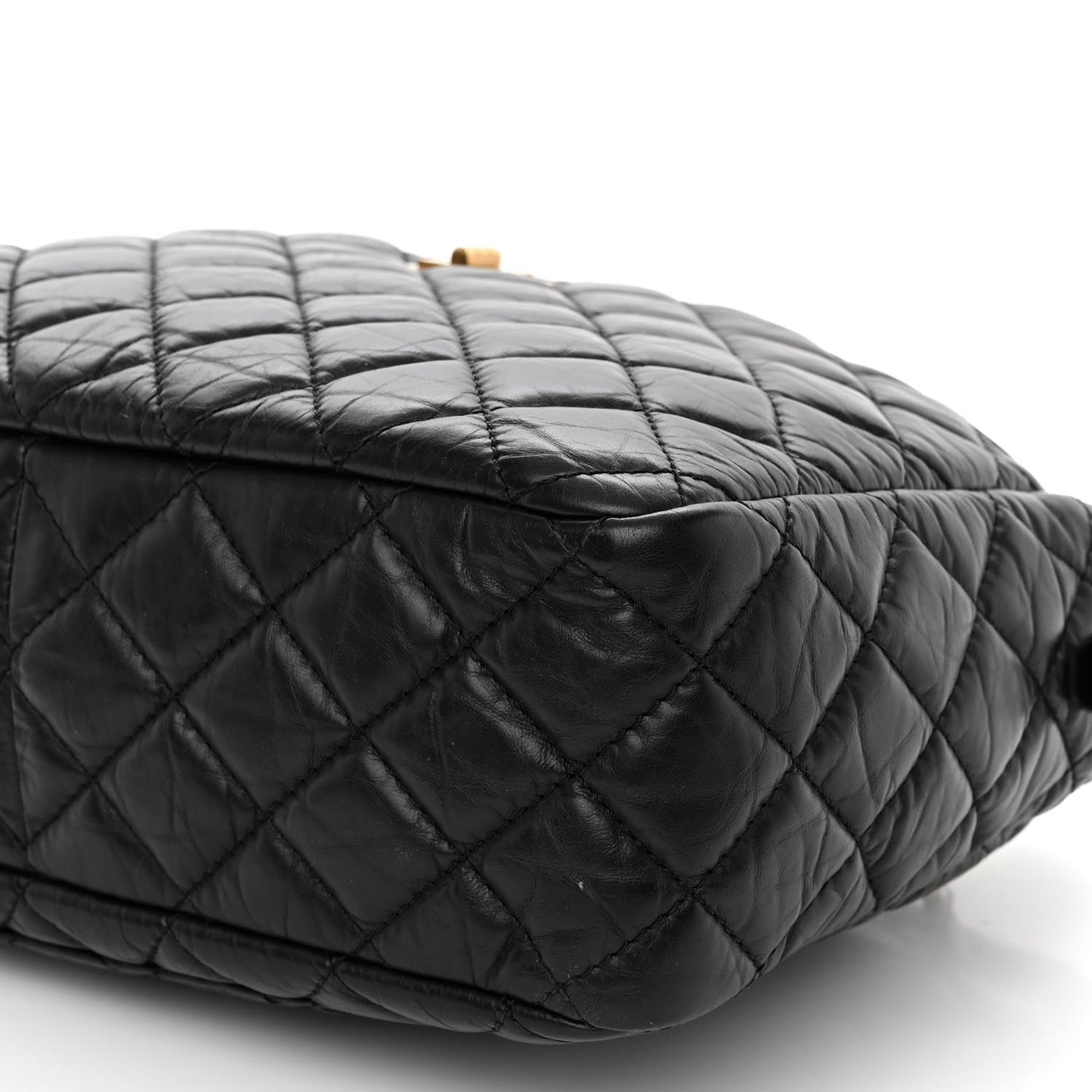 Aged Calfskin Quilted Large Reissue Camera Case Black