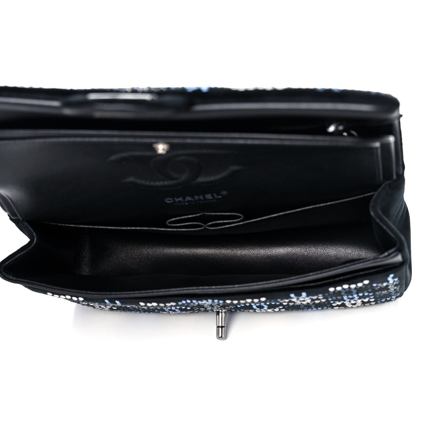 Velvet Crystal Medium Double Flap Black
