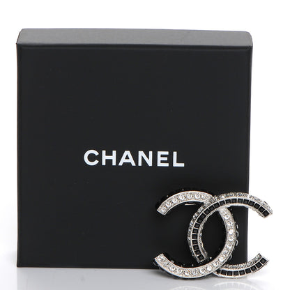 Chanel Baguette Crystal CC Brooch Silver Black 5 of 5