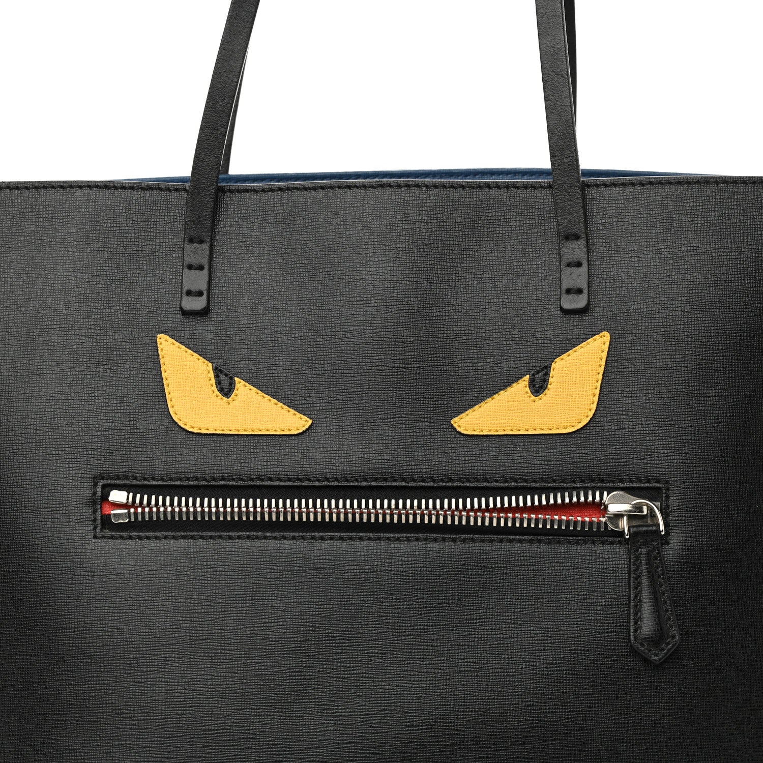 Fendi Vitello Elite Cuoio Monster Buggies Medium Roll Tote Black Multicolor Blue Cobalto 15 of 15