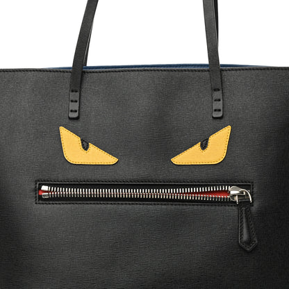 Fendi Vitello Elite Cuoio Monster Buggies Medium Roll Tote Black Multicolor Blue Cobalto 15 of 15