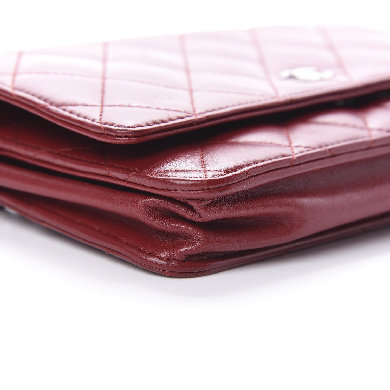 Chanel Lambskin Quilted Wallet On Chain WOC Red 10 of 15