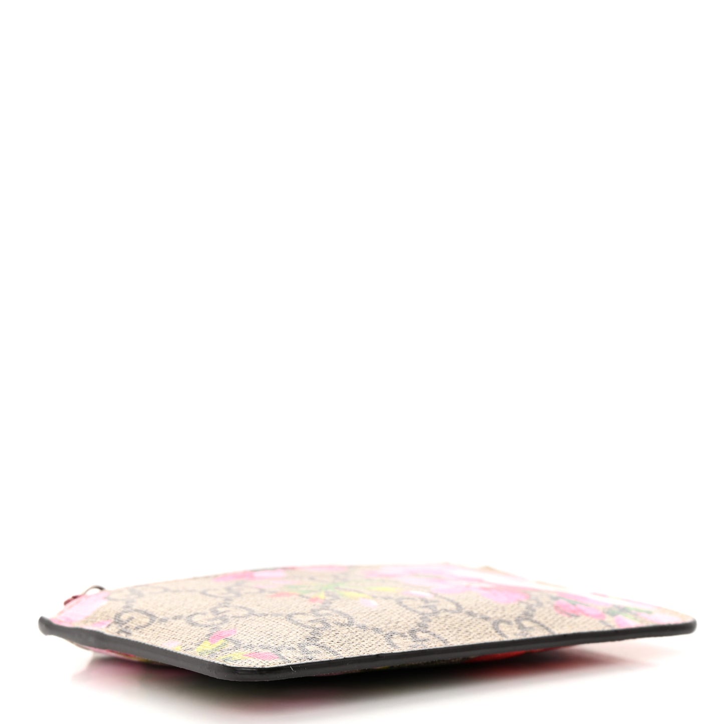 GG Supreme Monogram Blooms Key Ring Coin Case Beige Multicolor Dry Rose