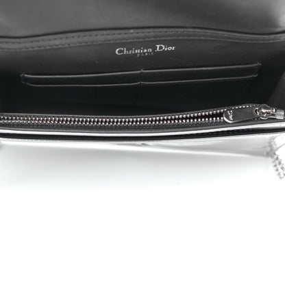 Christian Dior Metallic Patent Micro-Cannage Diorama Wallet on Chain Pouch Silver 5 of 8