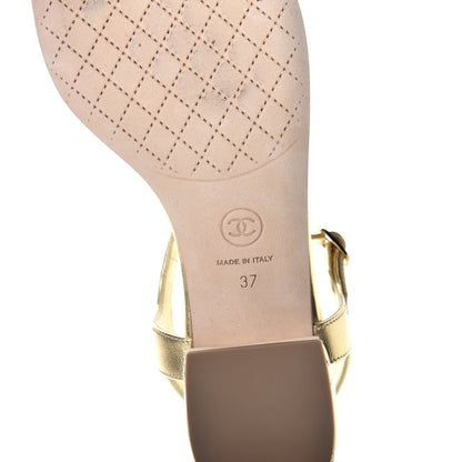 Chanel Goatskin Fantasy CC Pearl Thong Sandals 37 Gold 6 of 9