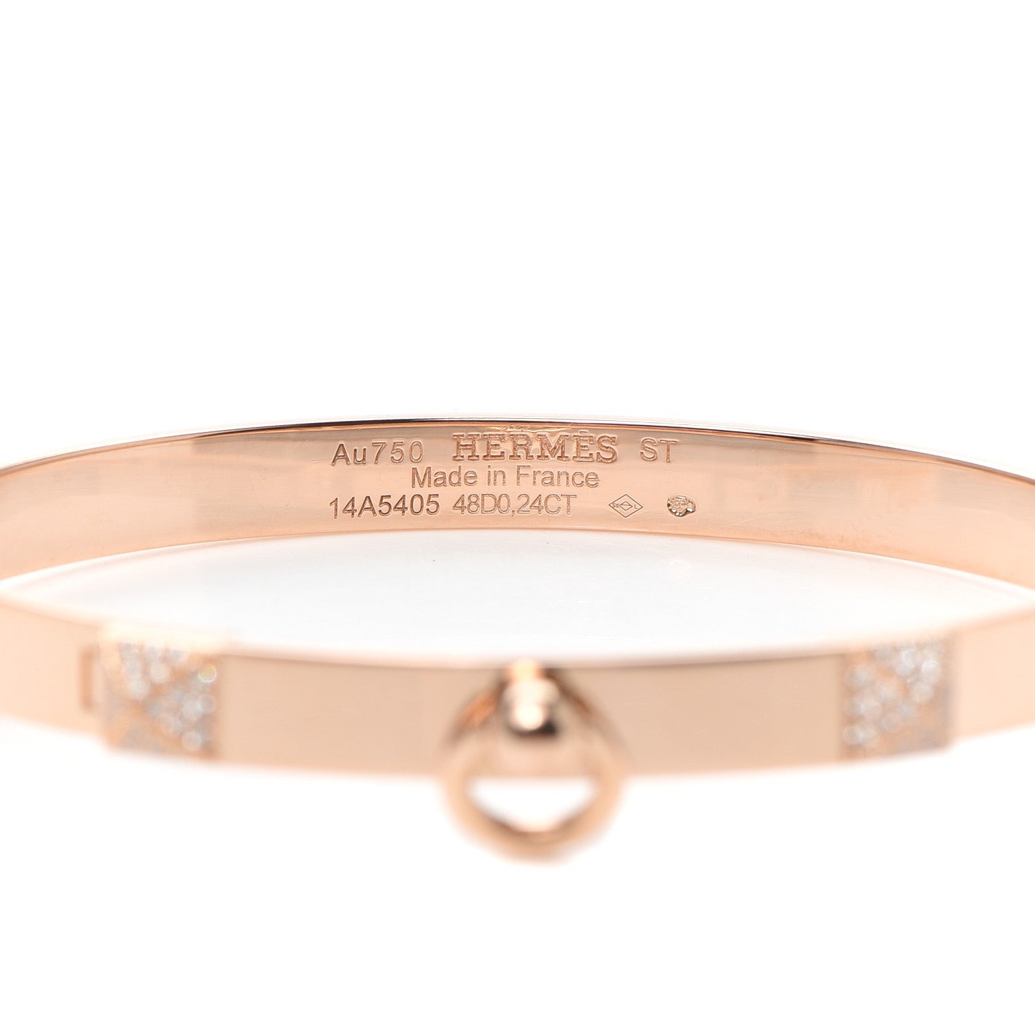 Hermes 18K Rose Gold Diamond PM Collier De Chien Bracelet ST 4 of 5