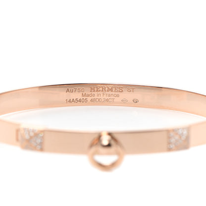 Hermes 18K Rose Gold Diamond PM Collier De Chien Bracelet ST 4 of 5