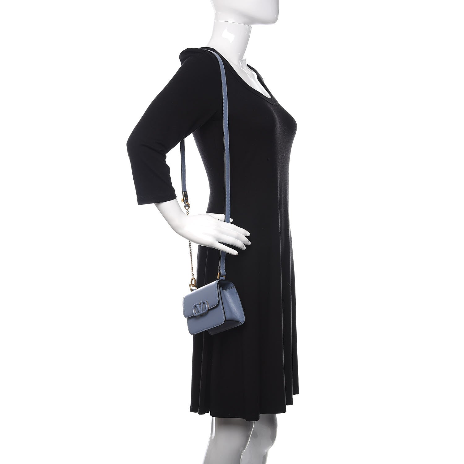 Valentino Garavani Smooth Calfskin Compact VSling Shoulder Bag Azure 3 of 10