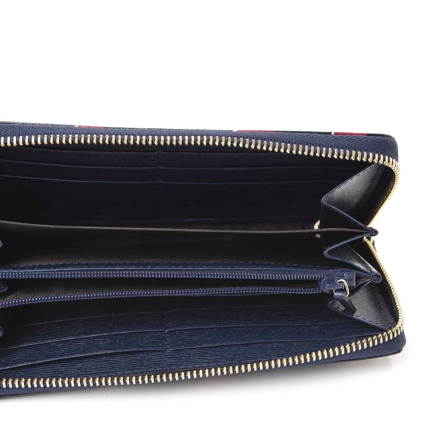 Calfskin Heartbeat Print Zip Around Wallet Blue