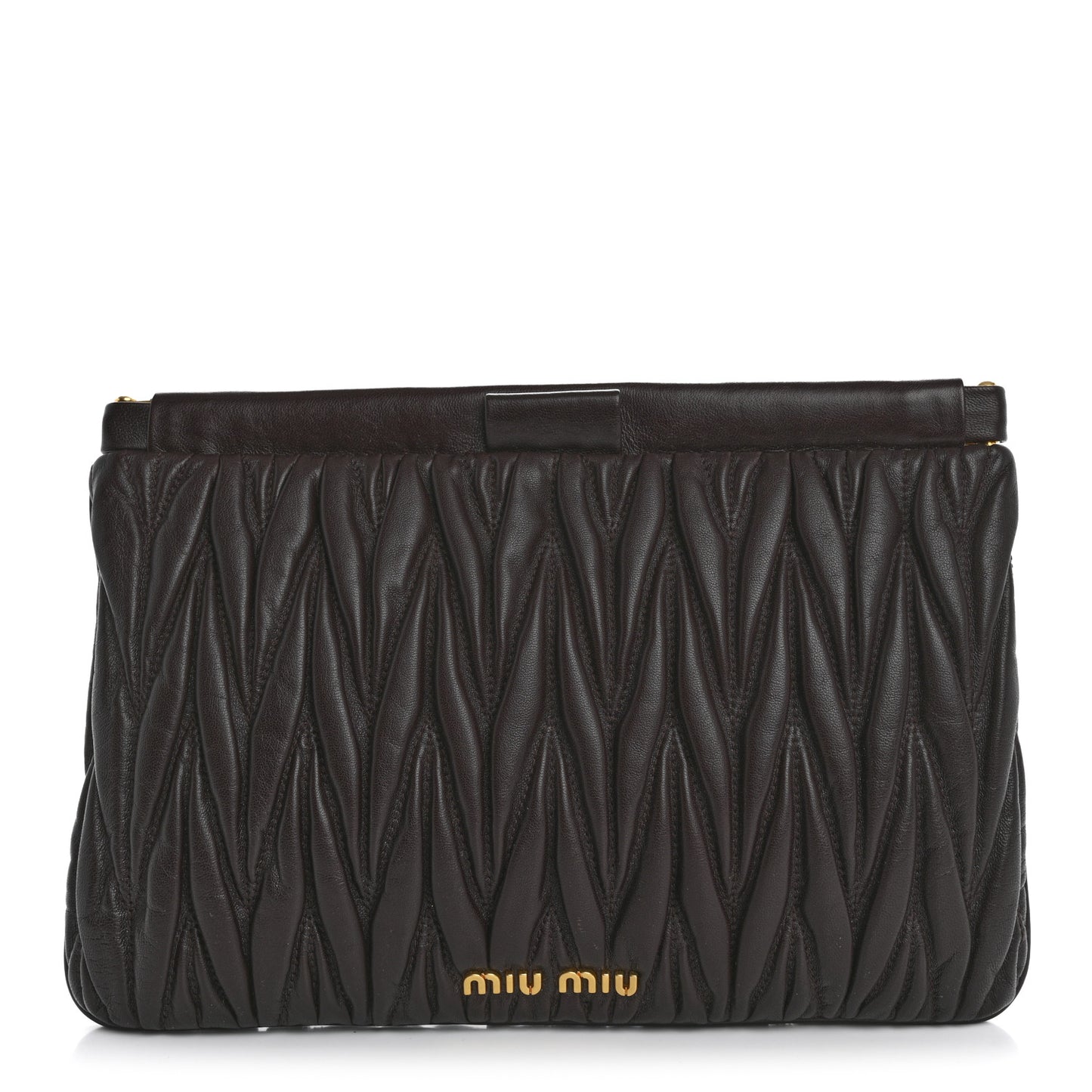 Nappa Matelasse Clutch Dark Brown