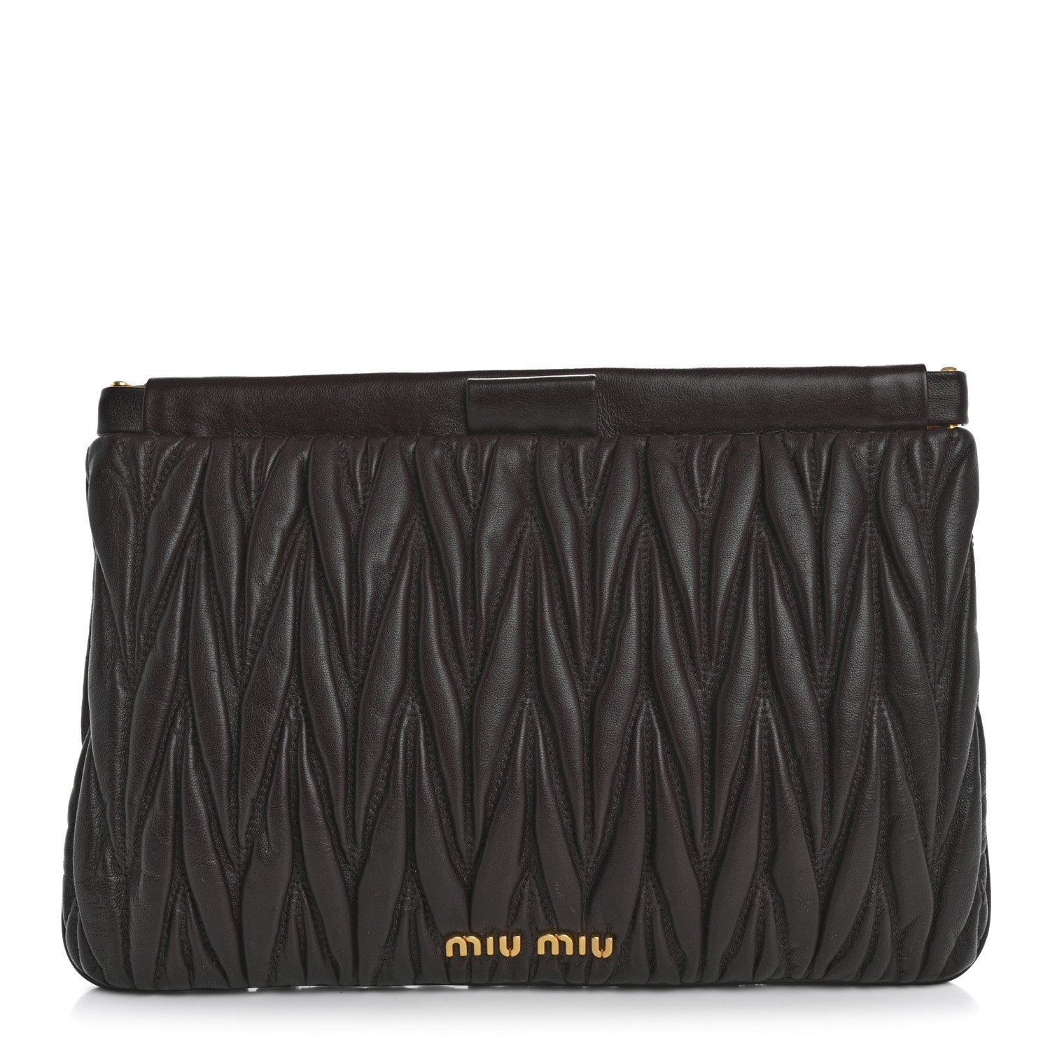 Miu Miu Nappa Matelasse Clutch Dark Brown 1 of 8