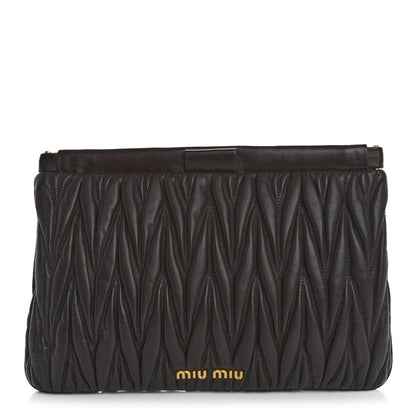 Miu Miu Nappa Matelasse Clutch Dark Brown 1 of 8