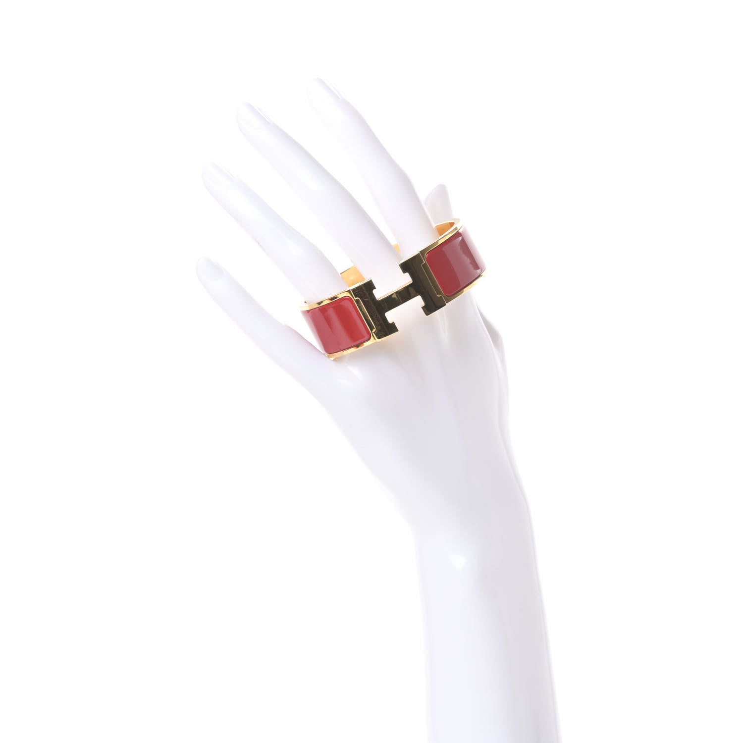 Hermes Enamel Wide Clic Clac H Bracelet PM Red 2 of 6