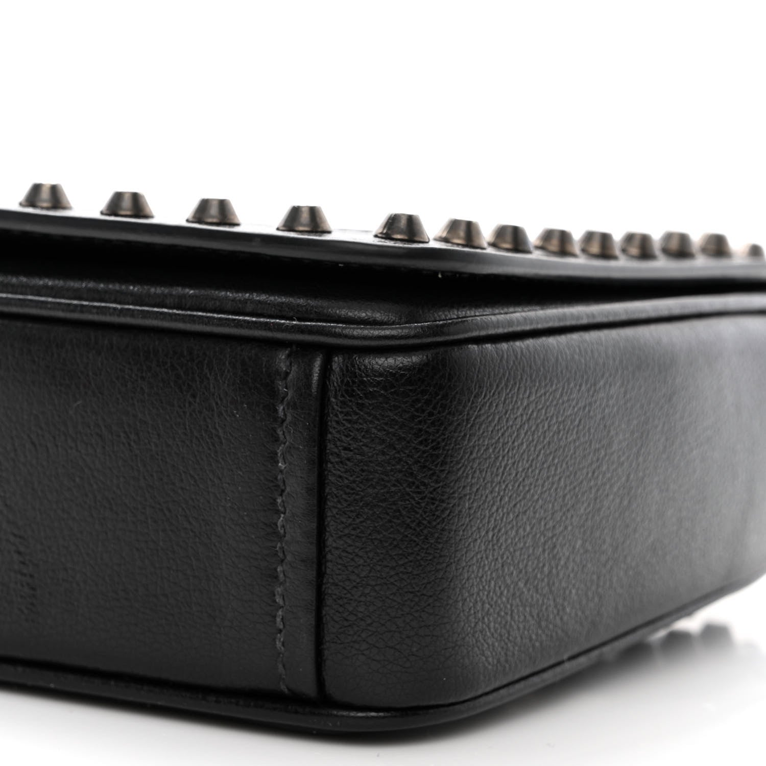 Prada Glace Calfskin Studded Crossbody White Black 13 of 14