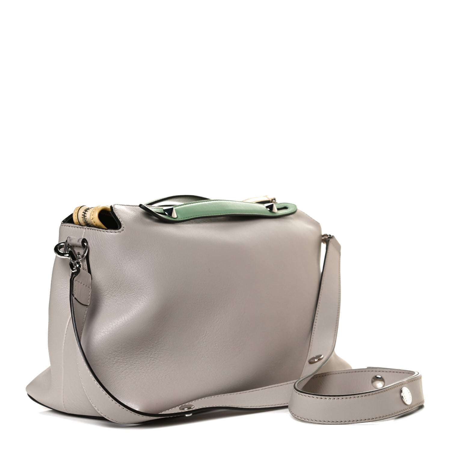 Fendi Vitello Dolce 4 Color Large By The Way Boston Bag Grigio Polvere Multicolor 3 of 16