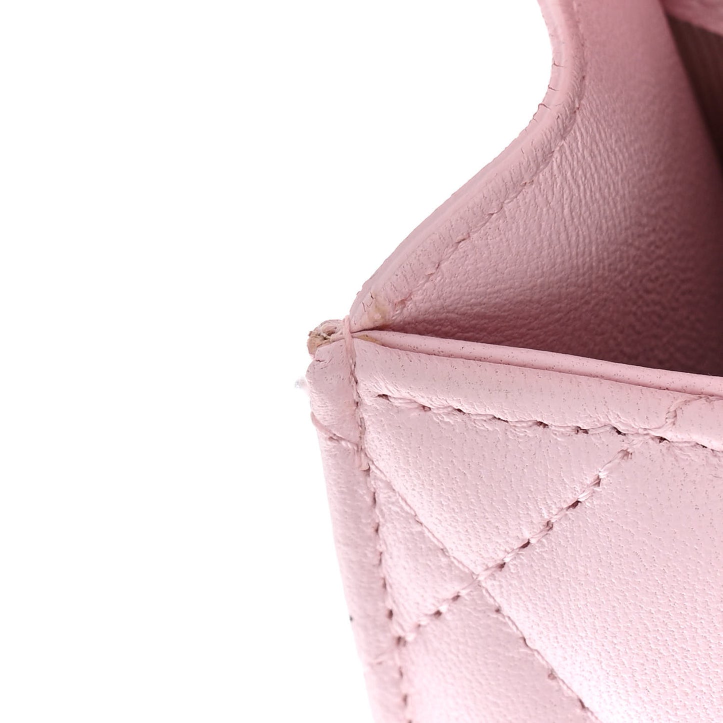 Lambskin Quilted Top Handle Clutch With Chain Light Pink