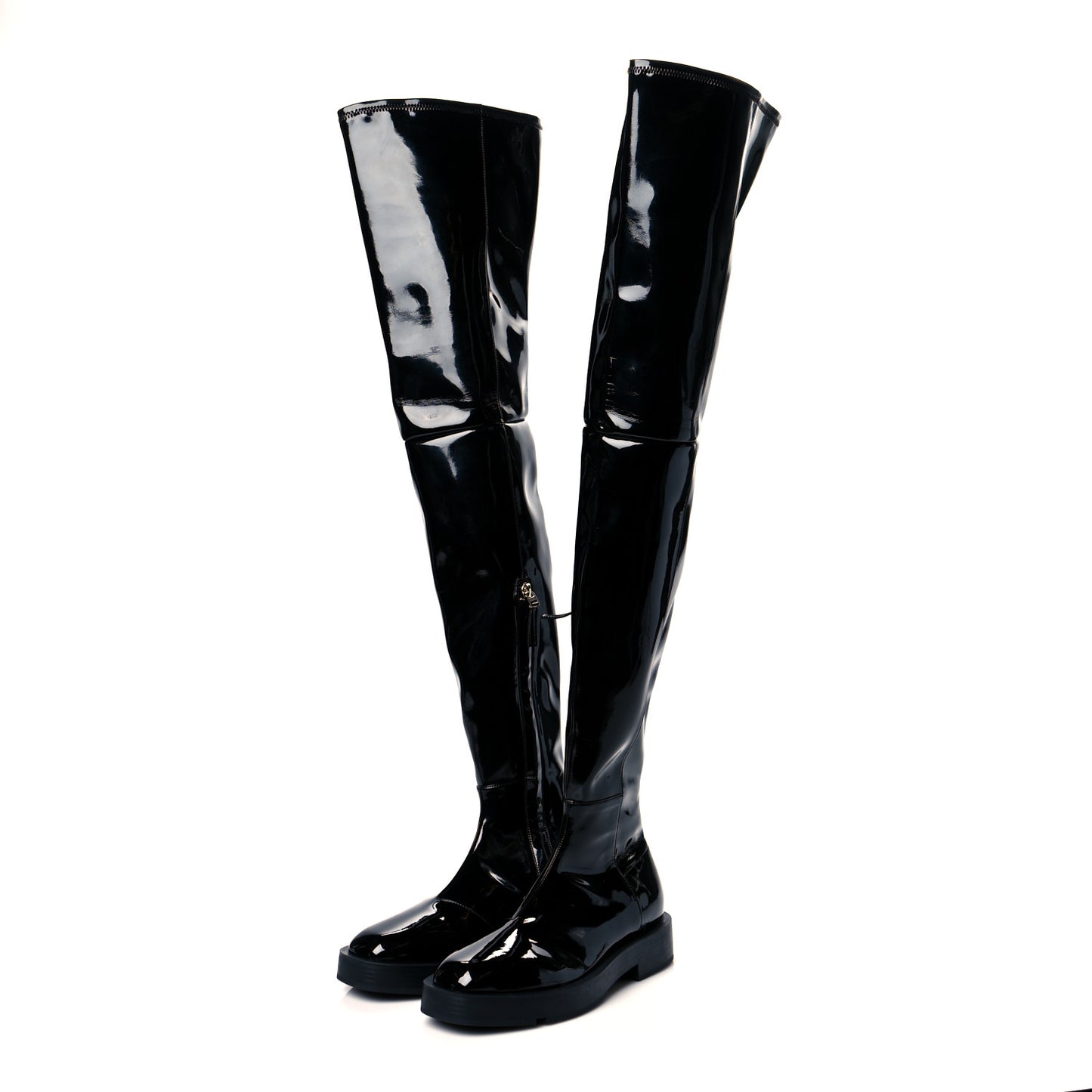Patent Square Flat Over The Knee Boots 7.5 Black
