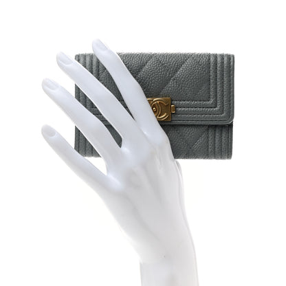 Chanel Caviar Quilted Boy Flap Card Holder Grey 2 of 9