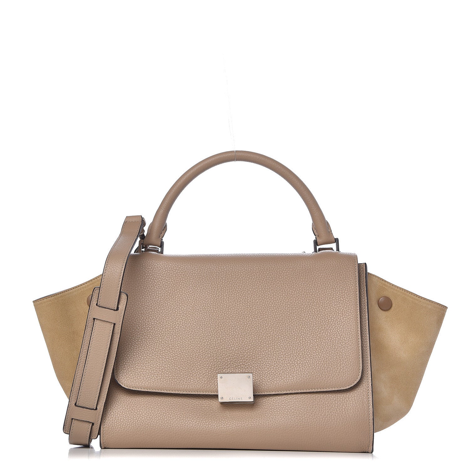 Celine Drummed Calfskin Suede Medium Trapeze Dune 1 of 10