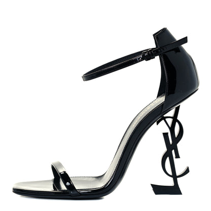 Saint Laurent Patent Calfskin Opyum 110 Sandals 38 Black 1 of 9