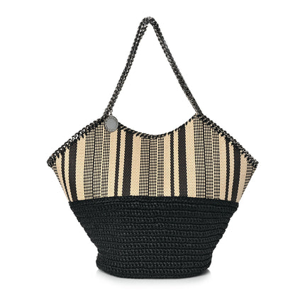Stella McCartney Raffia Large Striped Falabella Tote Bag Black 1 of 10