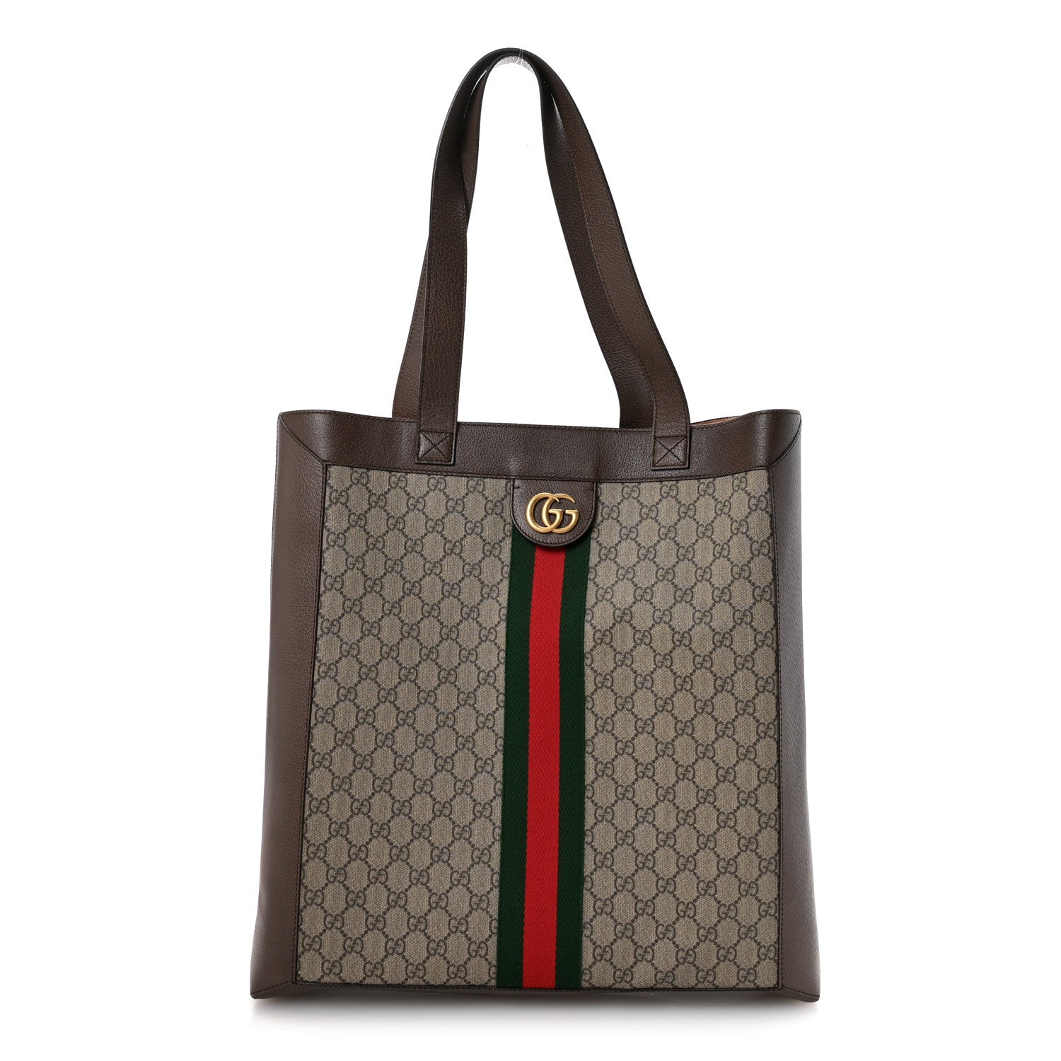 Gucci GG Supreme Monogram Web Large Ophidia Vertical Shopping Tote Brown 1 of 10