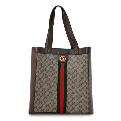 Gucci GG Supreme Monogram Web Large Ophidia Vertical Shopping Tote Brown 1 of 10