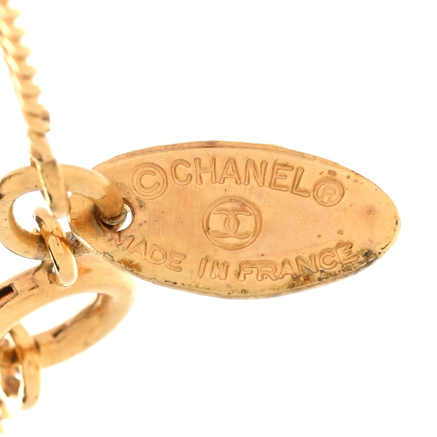 Chanel Metal Gripoix Poured Glass Pendant Necklace Gold Blue 6 of 8
