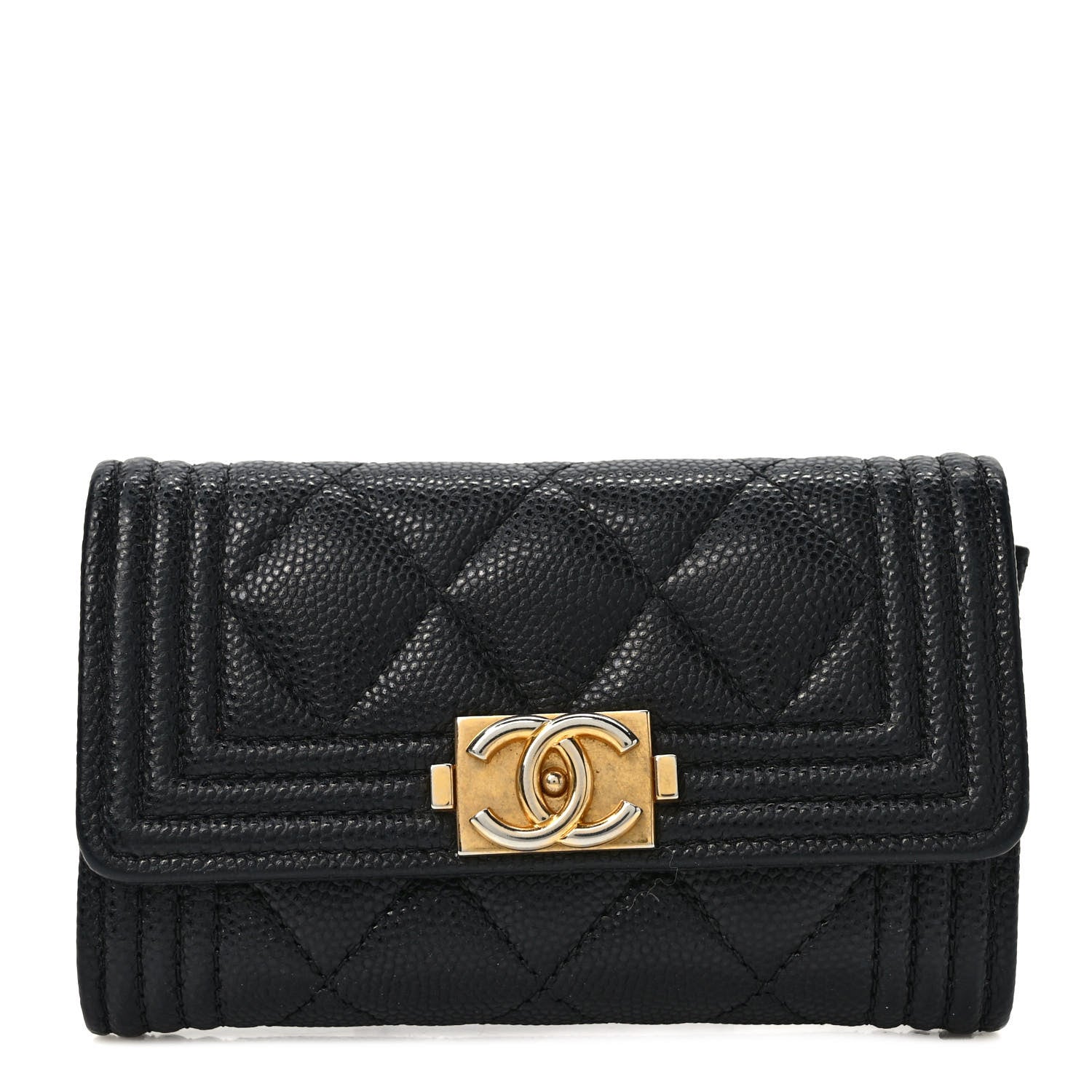 Chanel Caviar Quilted Boy Flap Card Holder Black 1 of 8