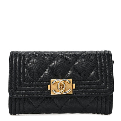 Chanel Caviar Quilted Boy Flap Card Holder Black 1 of 8