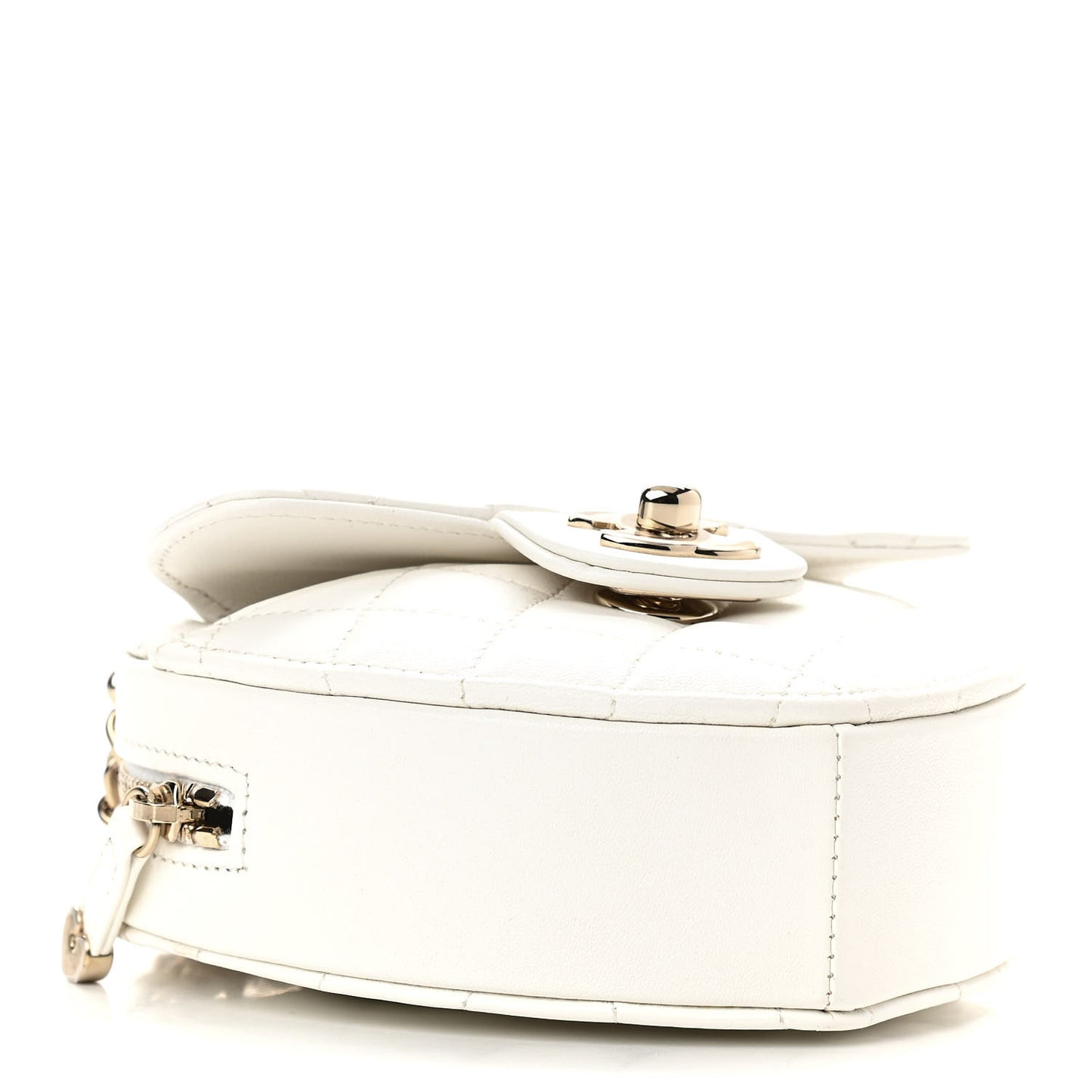 Lambskin Quilted CC In Love Heart Clutch With Chain White