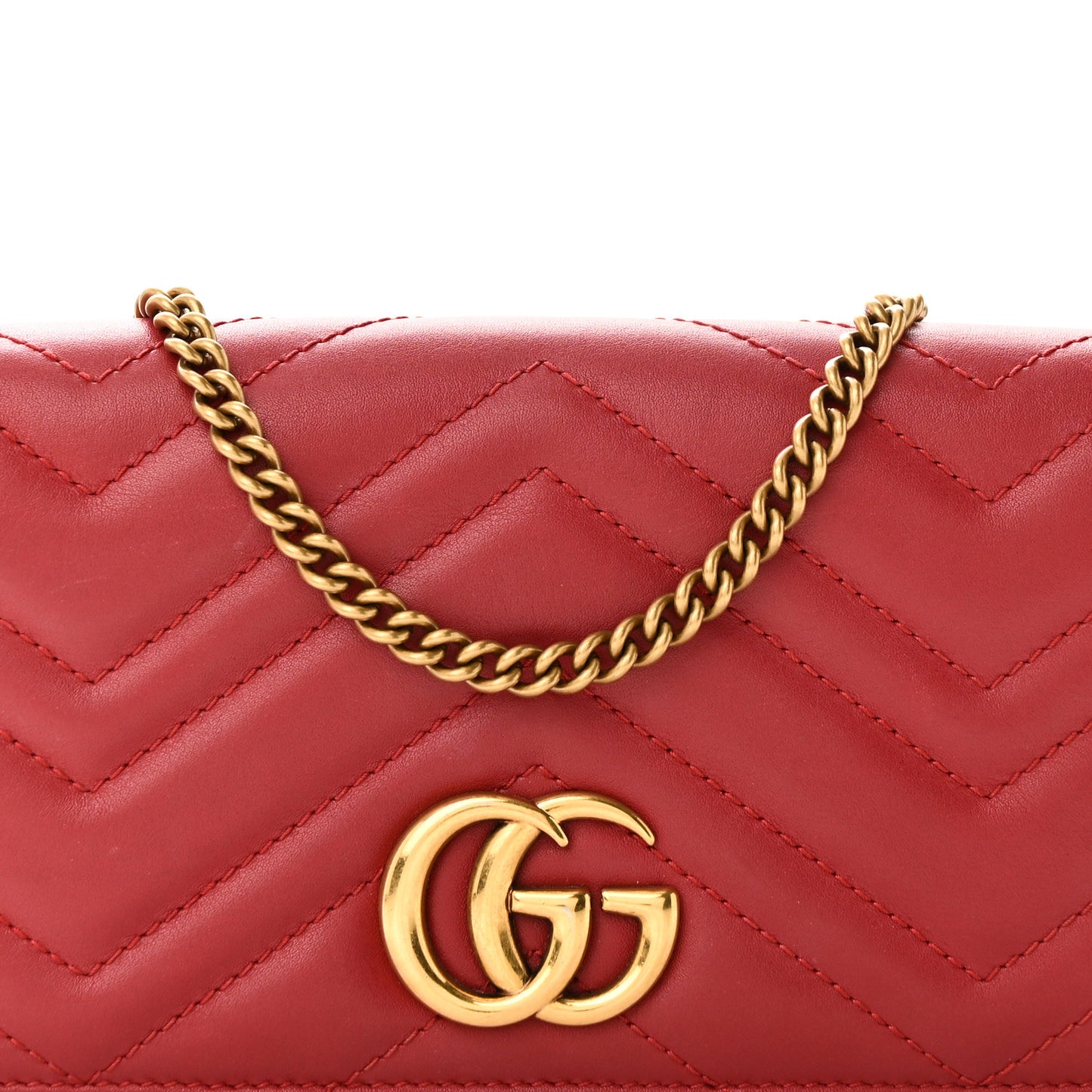 Calfskin Matelasse GG Marmont Mini Bag Hibiscus Red